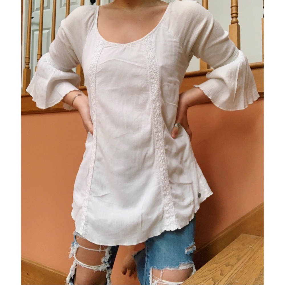 White Bell Sleeve Boho Beachy Top